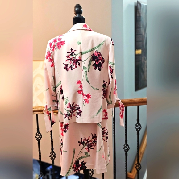 Nine West Purple Pink Floral Print Rosebud Blazer Jacket and Dress Set - Picture 3 of 13